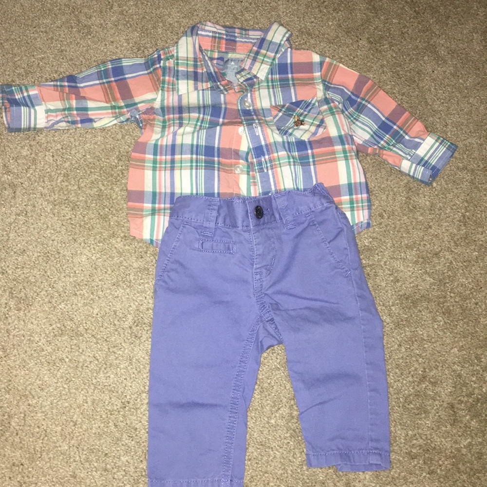 Boys Baby gap long sleeve button up & pants
